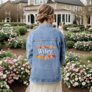 Huwelijkse herfst Bruidsfeest Verlaten Bruiloften  Denim Jacket