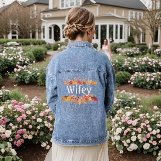 Huwelijkse herfst Bruidsfeest Verlaten Bruiloften  Denim Jacket (Huwelijk Achterkant)