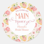 Huwelijkse Hoofdklem Citrus Bruiloft Favor Ronde Sticker (Voorkant)