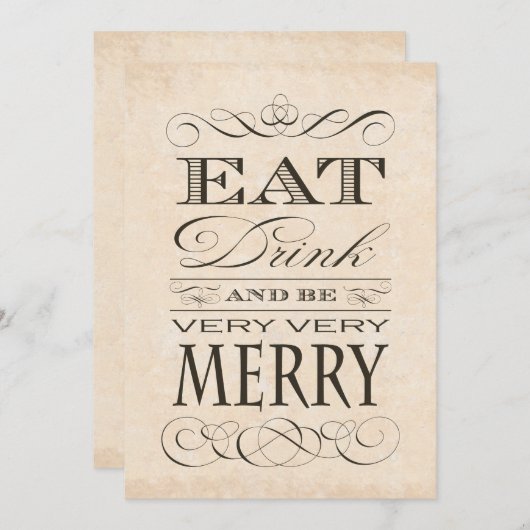 Huwelijkse Jubileum Diner Eet, Drink en wees Vroli Kaart (Voorkant / Achterkant)
