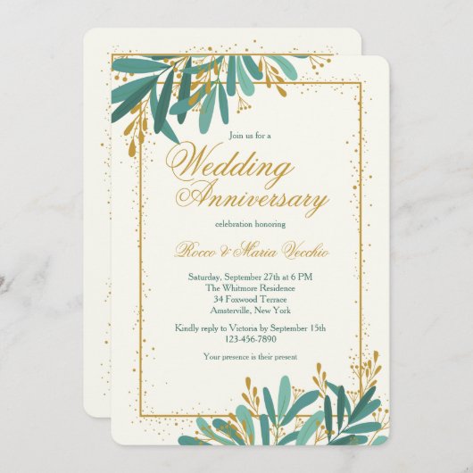 Huwelijkse Jubileumviering Kaart (Voorkant / Achterkant)