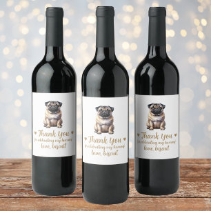 Huwelijkse Pug Hond Ik Doe Te Veel Wijnlabel Wijn Etiket