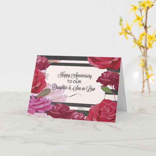 Huwelijkse Trouwdag Rozen Dochter en Schoonzoon, Kaart (Gele Bloem)