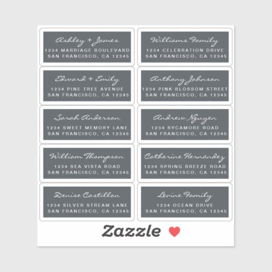 Huwelijkse uitnodigingslabels in kalligrafie voor  sticker (Vel)