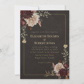 Huwelijkseinvitatiemet vintage heksachtige bloemen kaart (Voorkant)
