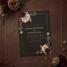 Huwelijkseinvitatiemet vintage heksachtige bloemen