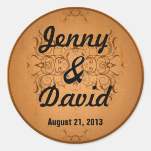 Huwelijksenvelopzegel ( koper) ronde sticker