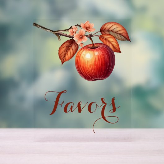 Huwelijksfavorieten voor herfstthema met appel acryl bord (Neutraal)