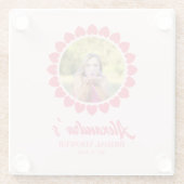 Huwelijksfeest Aangepaste Foto Hart Cirkel Frame Glazen Onderzetter (Achterkant)