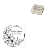 Huwelijksfeest Bloemen Maan Mailing Decor Elegant Rubberstempel (Gestempeld)