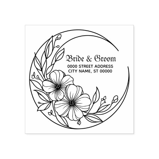Huwelijksfeest Bloemen Maan Mailing Decor Elegant Rubberstempel (Afrduk)