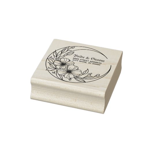 Huwelijksfeest Bloemen Maan Mailing Decor Elegant Rubberstempel (Stempel)