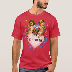Huwelijksfeest cadeau bruidegom engelen cherubijne t-shirt