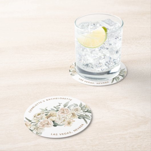 Huwelijksfeest cadeau voor meisjes op maat ronde kartonnen onderzetter (Insitu)