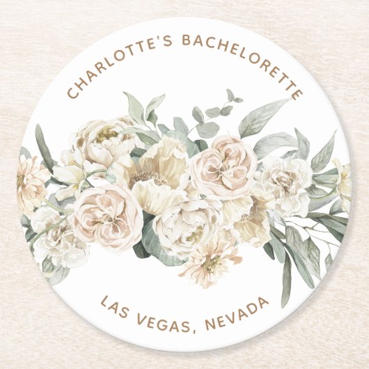 Huwelijksfeest cadeau voor meisjes op maat ronde kartonnen onderzetter (Voorkant)
