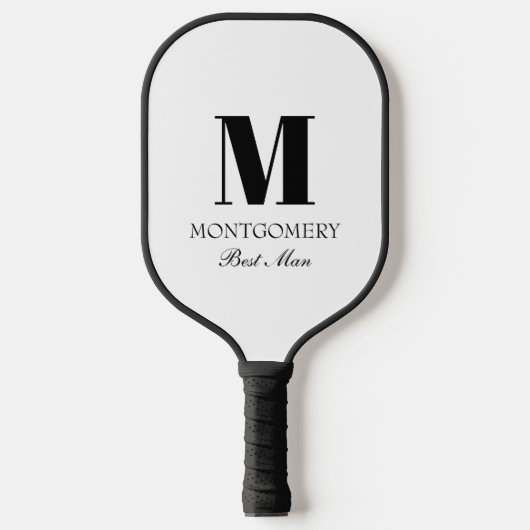Huwelijksfeest Cadeaus Monogram Beste Man  Pickleball Paddle (Voorkant)