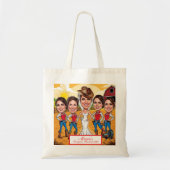 Huwelijksfeest Caricatuur Bruid Squad in Cowboylaa Tote Bag (Voorkant)