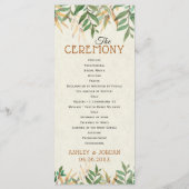 Huwelijksfeest & ceremonie programmakaart (Achterkant)