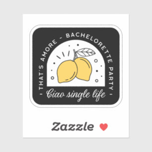 Huwelijksfeest citroen fruit thema zwart geel sticker