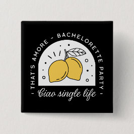 Huwelijksfeest citroen fruit thema zwart geel vierkante button 5,1 cm