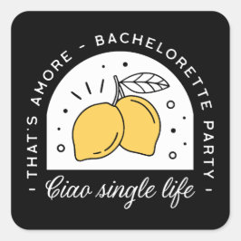 Huwelijksfeest citroen fruit thema zwart geel vierkante sticker