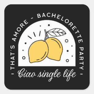 Huwelijksfeest citroen fruit thema zwart geel vierkante sticker