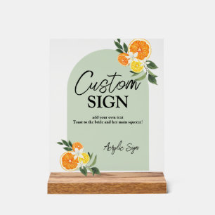 Huwelijksfeest Citrus Hoofdtractie Aangepaste Bar  Acryl Bord