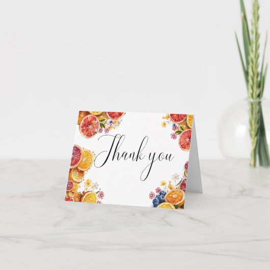Huwelijksfeest Dankkaart Citrus Hoofdattractie Bedankkaart (Voorkant)