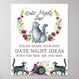 Huwelijksfeest Datum Avond Jar Kat Thema Bord Poster