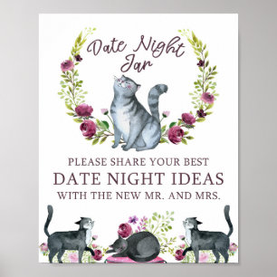 Huwelijksfeest Datum Avond Jar Kat Thema Bord Poster