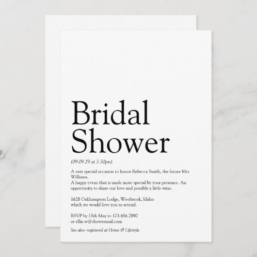 Huwelijksfeest Definitie Zwart En Wit Kaart (Voorkant / Achterkant)