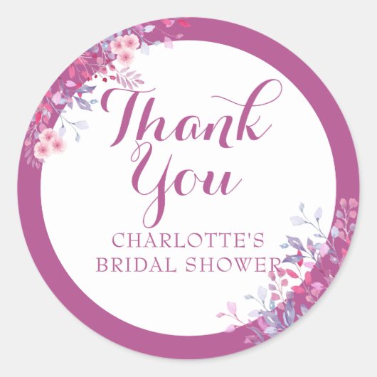 Huwelijksfeest Favor Bruidsboeket Bedankt Ronde Sticker (Voorkant)