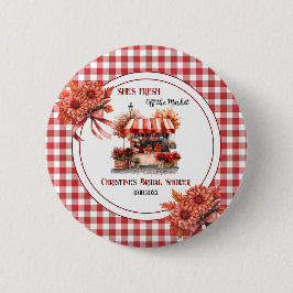 Huwelijksfeest Favor Countryside Picknick Gingham Ronde Button 5,7 Cm