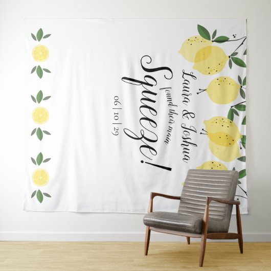 Huwelijksfeest Fotobackdrop Hoofdsqueeze Citroenen Wandkleed (In Situ (horizontaal))
