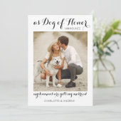 Huwelijksfeest Fotografie met Hond Modern Engageme Aankondiging (Staand voorkant)