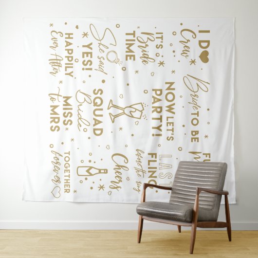 Huwelijksfeest goudtekst fotohokje Achtergrond ban Wandkleed (In Situ (horizontaal))