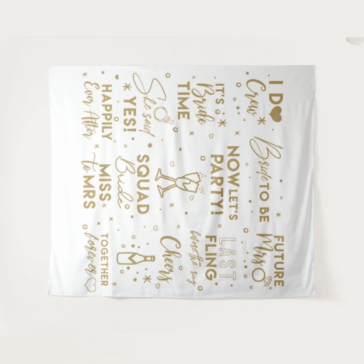 Huwelijksfeest goudtekst fotohokje Achtergrond ban Wandkleed (Voorkant (horizontaal))