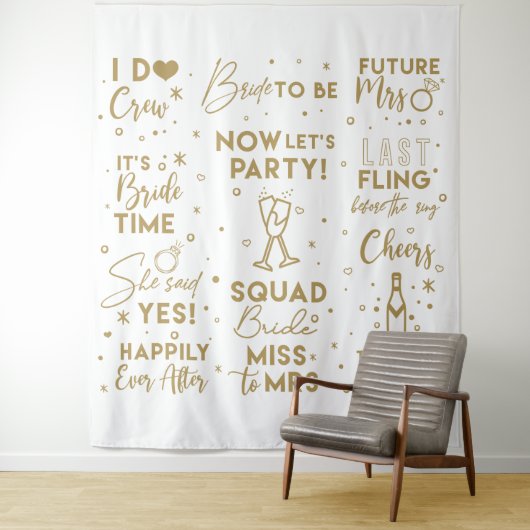 Huwelijksfeest goudtekst fotohokje Achtergrond ban Wandkleed (In situ)