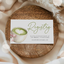 Huwelijksfeest groene Matcha Latte Cadeau Registra Informatiekaartje