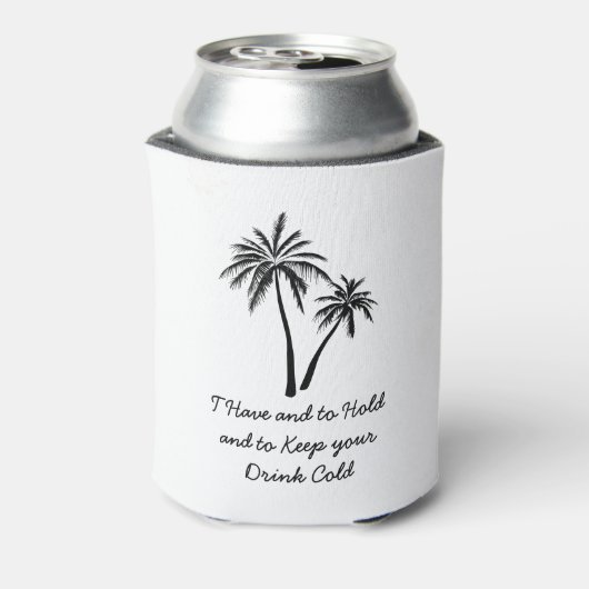 Huwelijksfeest gunsten Palm Tree Beach Meisjes Wee Blikjeskoeler (Blikje Achterkant)