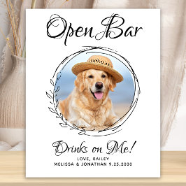 Huwelijksfeest Hond Open Bar Aangepaste Foto Drank Poster