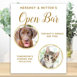 Huwelijksfeest Hond Open Bar Foto Elegante Gouden Poster