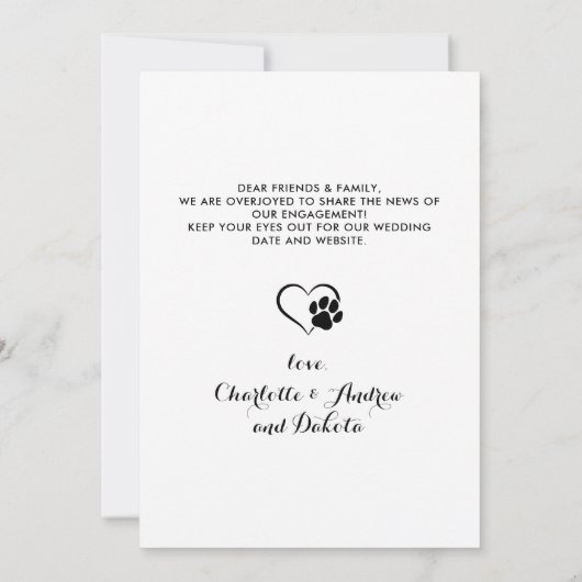 Huwelijksfeest Hond van Eer Modern Fotopersbureau Aankondiging (Achterkant)