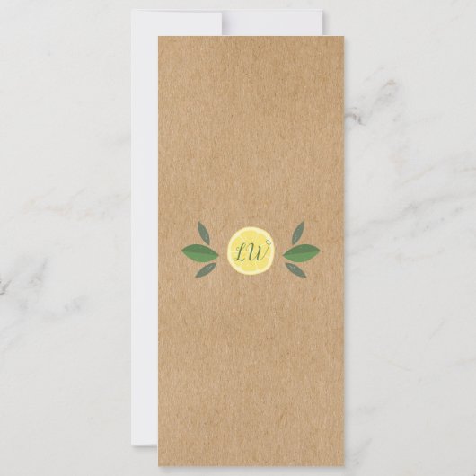 Huwelijksfeest Hoofdgebeuren Citroen Rustiek Plezi Kaart (Achterkant)