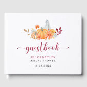 Huwelijksfeest in de herfst Pompoenscript op maat Gastenboek (Voorkant)