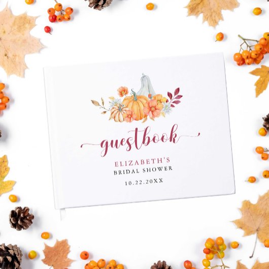 Huwelijksfeest in de herfst Pompoenscript op maat Gastenboek