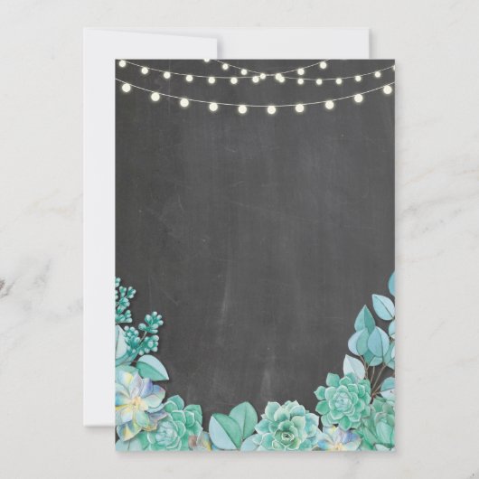 Huwelijksfeest Krijt Bloemige Succulenten Uitnodig Kaart (Achterkant)