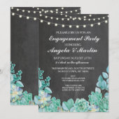 Huwelijksfeest Krijt Bloemige Succulenten Uitnodig Kaart (Voorkant / Achterkant)