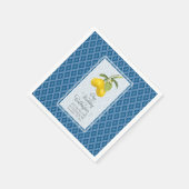 Huwelijksfeest Marine Blauw Wit Citrus Citrus Servet (Hoek)