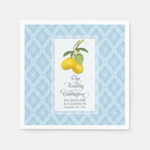 Huwelijksfeest Marine Blauw Wit Citrus Citrus Servetten